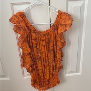 Michael Kors Orange Ruffled Blouse